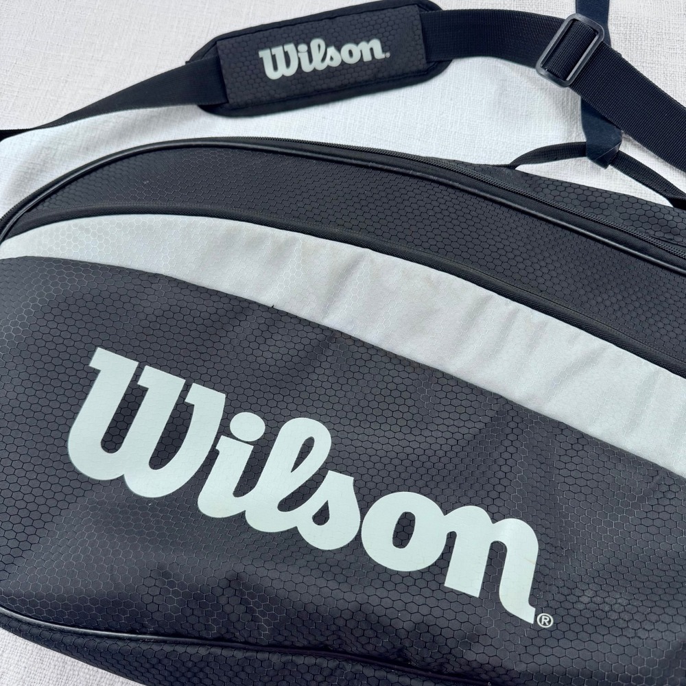 Wilson Roger Federer Team 3 Pack Tennis Racquet Bag Black Silver Signature
